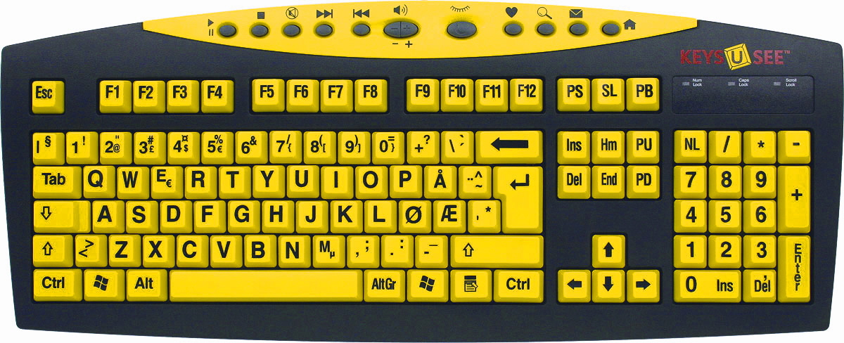 PC-tastatur Keys-U-See, sort/gult