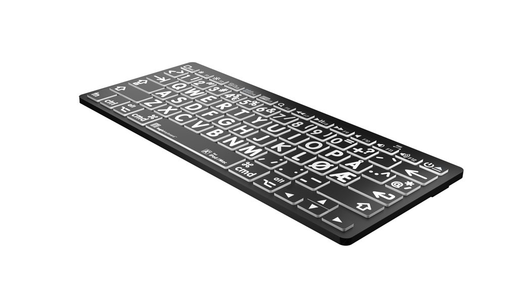 Mac-tastatur Bluetooth, sort bakgrunn med hvite symboler - Bilde 2