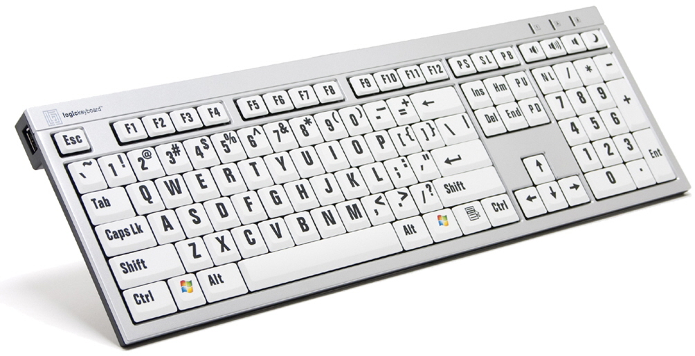 PC-tastatur LogicKeyboard XL, hvit med sorte tegn
