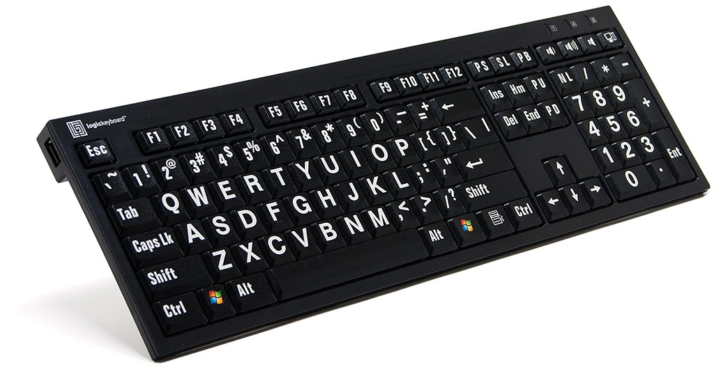 PC-tastatur LogicKeyboard XL, sort med hvite tegn