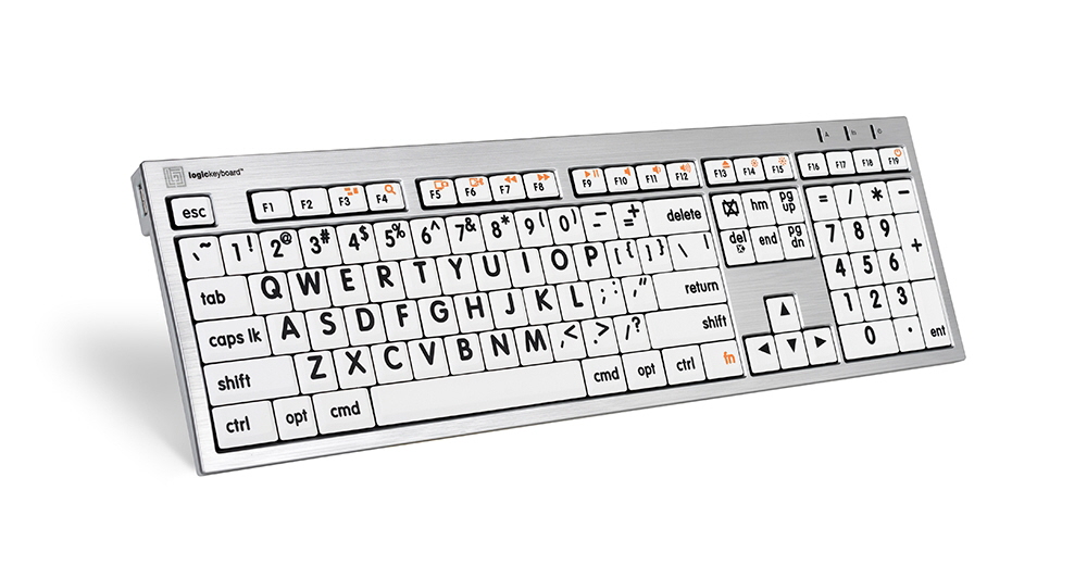 Mac-tastatur LogicKeyboard XL, hvit med sorte tegn