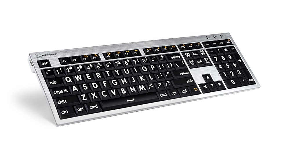 Mac-tastatur LogicKeyboard XL, sort med hvite tegn