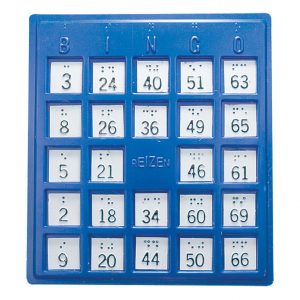 Bingobrett med punktskrift og taktile tall (10 pk)